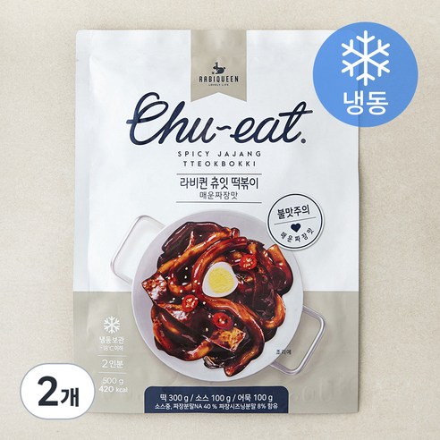 라비퀸 츄잇 떡볶이 매운 짜장맛 (냉동), 500g, 2개