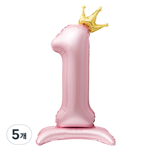 인블룸 대형 왕관 숫자 스탠드 파티풍선 1, 핑크, 5개