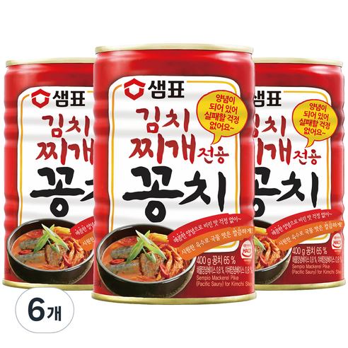 샘표 김치찌개용 꽁치 통조림, 400g, 6개
