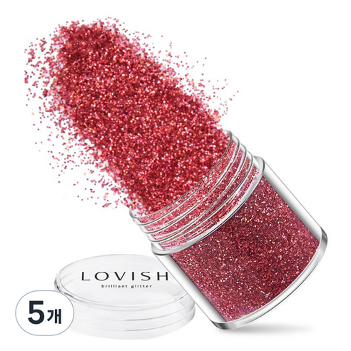 러비쉬 프리미엄 네일 글리터 10g, LVS-033 핑크로즈, 5개