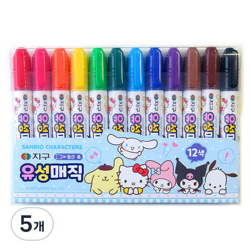 지구화학 산리오 유성매직, 12색, 5개