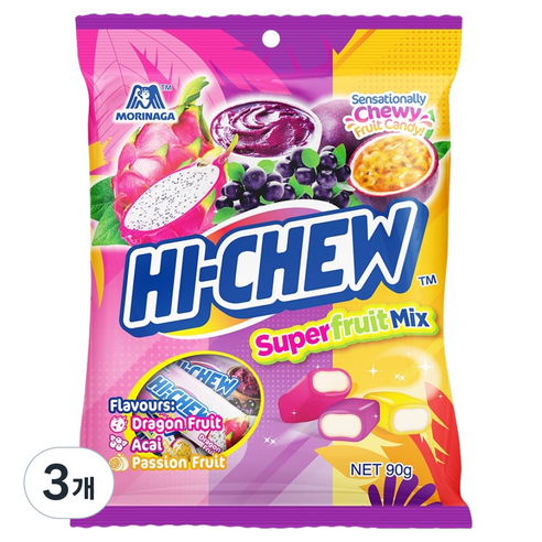 모리나가 하이츄 후르츠 믹스, 90g, 3개