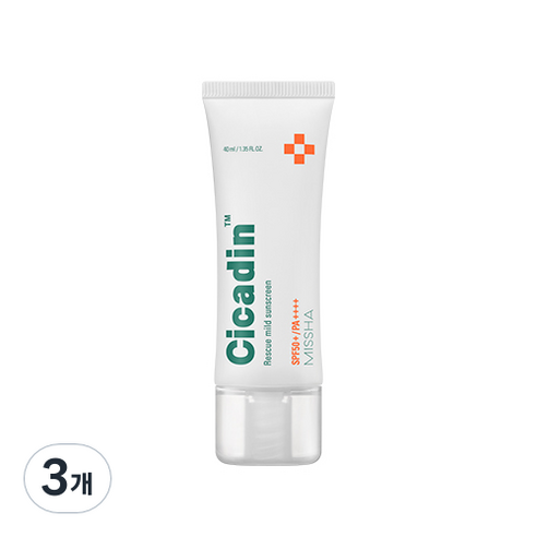 미샤 시카딘 레스큐 마일드 선크림 SPF50+ PA++++, 40ml, 3개