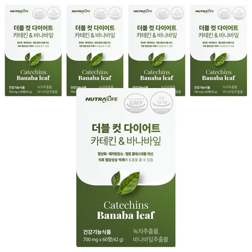 뉴트라라이프 더블 컷 다이어트 카테킨 앤 바나바잎, 60정, 5개