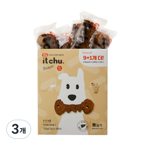 잇츄 The 잇츄 브라운 S 덴탈껌, 혼합맛(캥거루/결명자), 120g, 3개