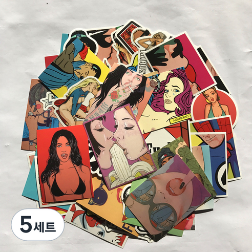 어가네닷컴 깜찍한 캐릭터 로고 방수 캐리어 감성 스티커 캐리어 어디든 붙이고 놀이 꾸미기 50종 세트, 16 선정적인, 5세트
