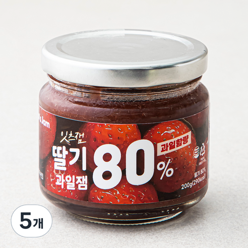 잇츠잼 딸기 80% 과일잼, 200g, 5개