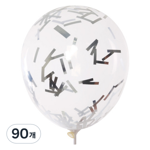 컨페티풍선 30cm, 김가루 실버, 90개
