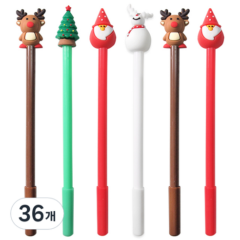 X-MAS 중성펜 0.5mm, 랜덤 발송, 36개