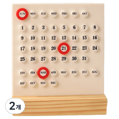 픽앤홈 고급 데스크 만년달력 서클 캘린더, 화이트, 2개