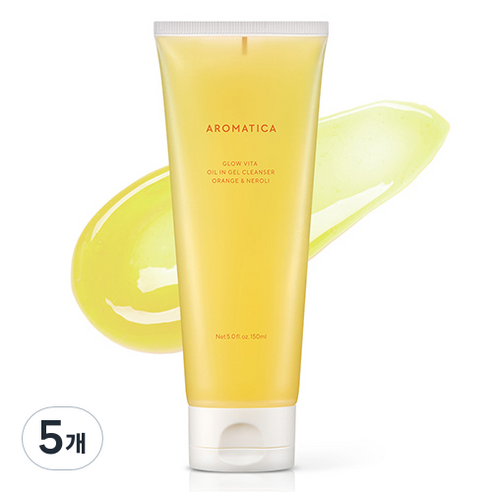 아로마티카 글로우 비타 오일 인 젤 클렌저 오렌지 앤 네롤리, 5개, 150ml