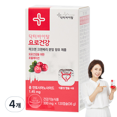 닥터바이탈 요로건강 크랜베리 방광영양제 36g, 120정, 4개