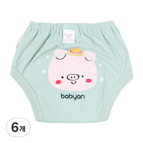 베이비앙 배변훈련팬티 4중방수, 꿀꿀이, 6개
