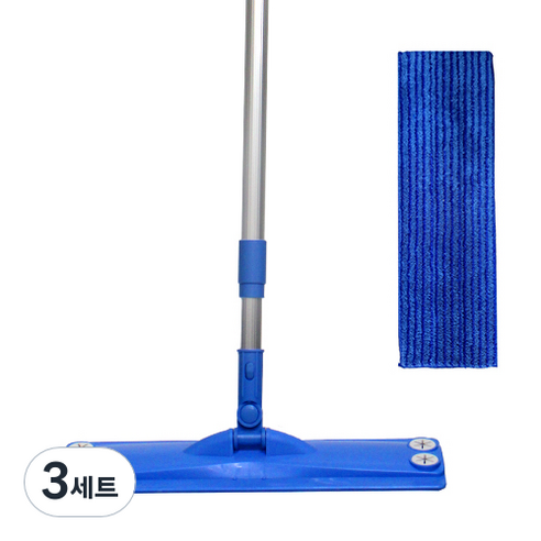 월드크린 블루 밀대걸레 40cm + 두툼패드 세트, 3세트