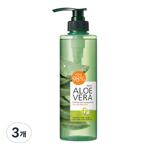 과일나라 알로에 베라 모이스처 리얼 수딩젤 바디워시, 500ml, 3개