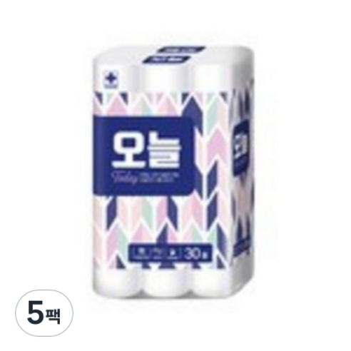 오늘 무형광 3겹 데코 화장지 20 m, 30롤, 5팩