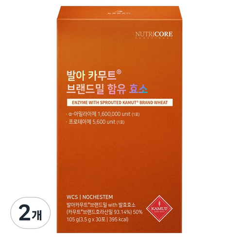 뉴트리코어 발아 카무트 브랜드밀 함유 효소 30p, 105g, 2개