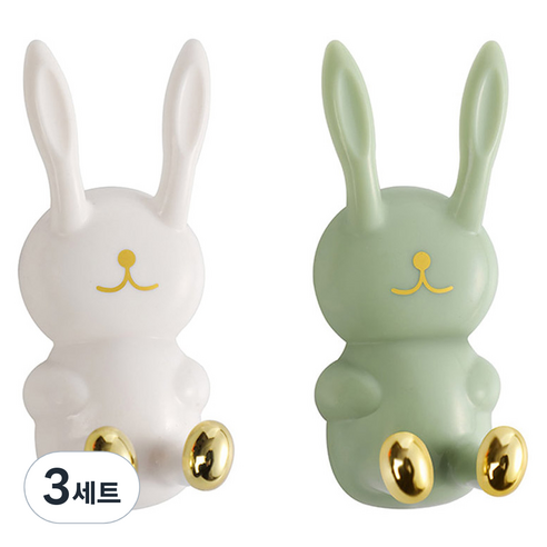 모나코올리브 래빗 다용도 칫솔꽂이 2종 세트, 민트 + 화이트, 3세트