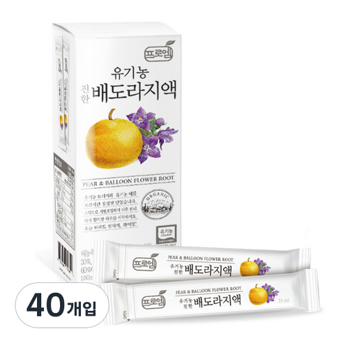 프로엠 유기농 진한 배도라지액 스틱, 10ml, 40개입