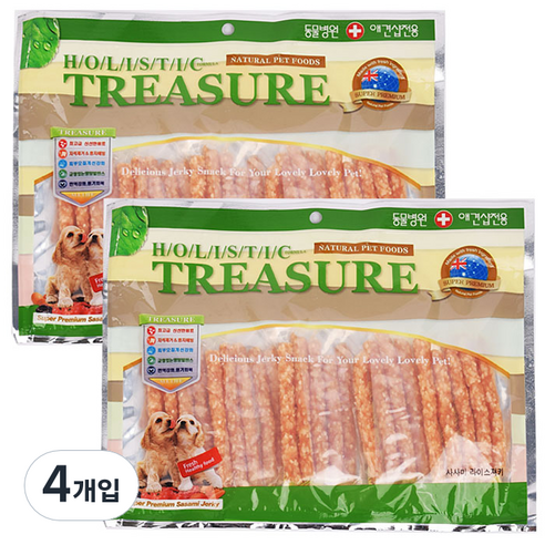 트레져 강아지용 져키 포장지 랜덤 발송, 치킨 라이스 져키, 4개입