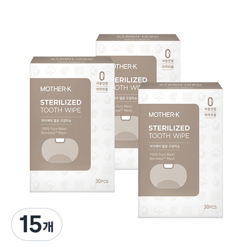 마더케이 멸균 구강티슈 30p, 120g, 15개