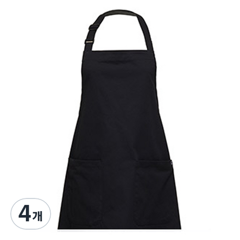 비더셰프 유니스토어 목걸이형 라이크코튼 앞치마, 블랙(A-850-1), 4개