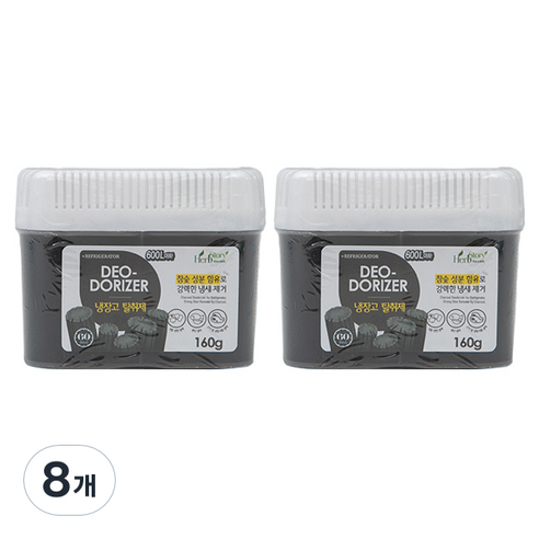 허브스토리 냉장고 탈취제 참숯 본품, 160g, 8개