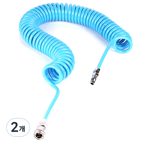 코리아뉴메틱 PU 우레탄 코일 콤프레샤호스 청색 10mm x 6.5mm x 7.5m, 2개