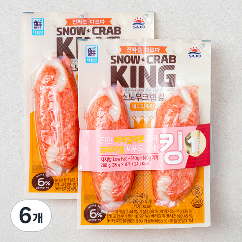 대림선 스노우 크랩킹 버터갈릭맛, 140g, 6개