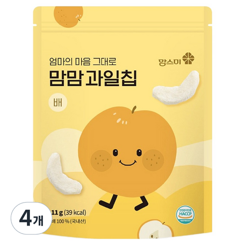 맘스미 맘맘 과일칩 배, 11g, 4개