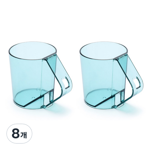 맥라이프 욕실 거꾸로 칫솔 꽂이 양치컵, 블루, 8개