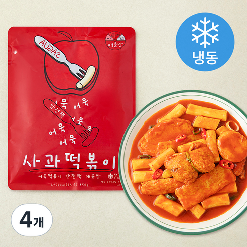 사과떡볶이 반전팩 어묵떡볶이 매운맛 (냉동), 850g, 4개
