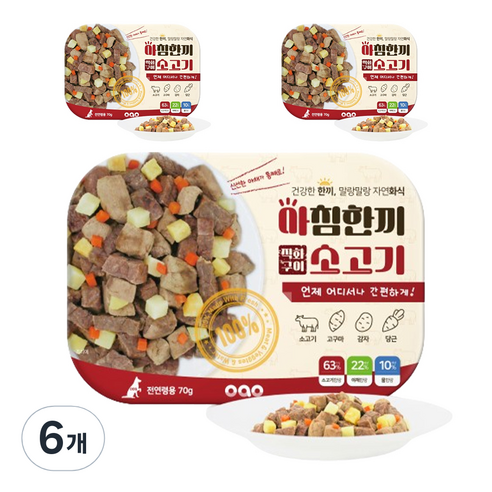 오아오 전연령용 아침한끼 직화구이 소고기 습식사료, 소, 6개, 70g