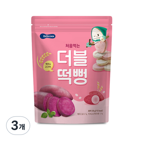 베베쿡 처음먹는 더블떡뻥 백미와고구마 30g, 백미 + 고구마 혼합맛, 3개