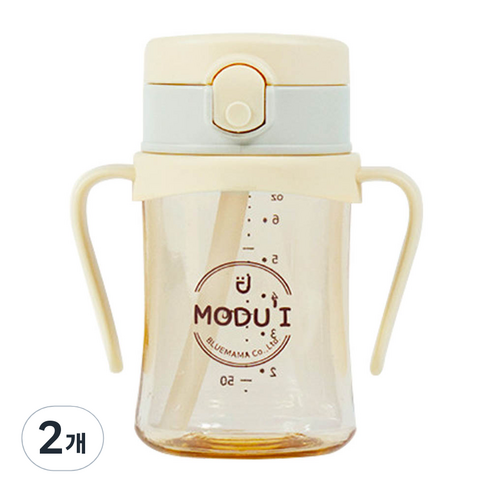 블루마마 모두아이 리뉴얼 원터치 빨대컵 200ml, 버터, 2개