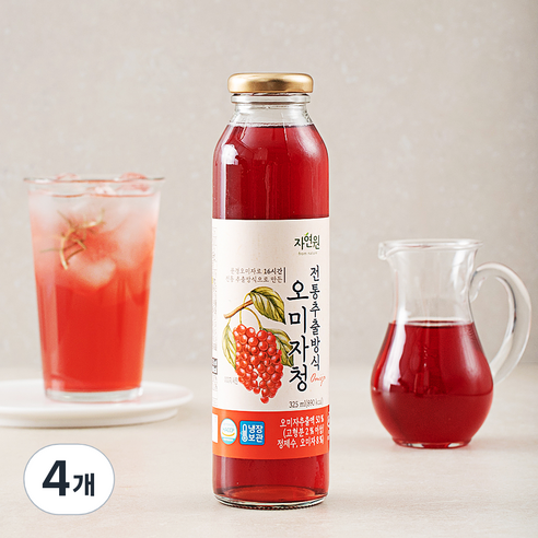 자연원 전통추출방식 오미자청, 325ml, 4개