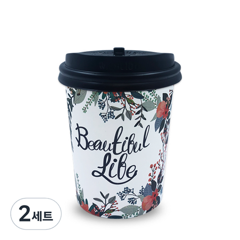 투고팩 플라워 종이컵 300ml + 개폐형뚜껑, 100개입, 2세트
