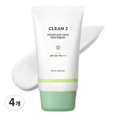 제이숲 클린제이 어성초 마일드 선크림 SPF50+ PA++++, 60ml, 4개