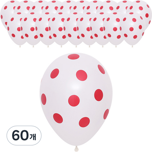 셈퍼텍스 풍선 도트 30cm, 화이트 레드잉크, 60개