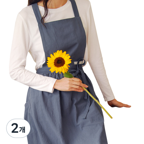 잇츠온 코튼 파스텔 원피스 앞치마, 다크블루, 2개