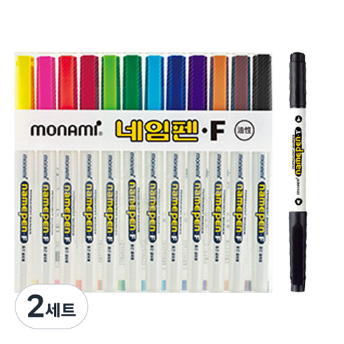 모나미 네임펜 F 12종 + 네임펜 T 흑색 세트, 혼합색상, 2세트