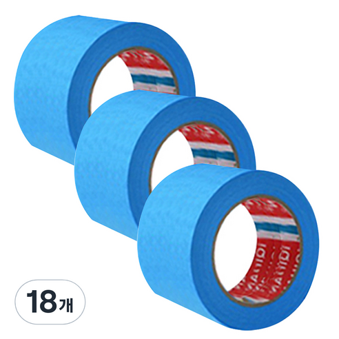 iQIHAN 칼라 마스킹 종이테이프 50mm x 15m, 블루, 18개