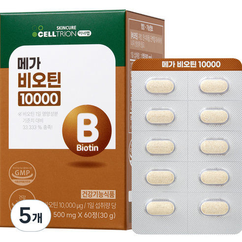 이너랩 메가 비오틴 10000, 60정, 5개