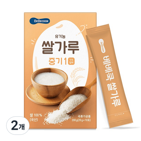 베베쿡 유기농 이유식 쌀가루 중기1 200g, 200g, 2개 200g × 2개 섬네일