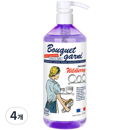 부케가르니 에코 1종 주방세제 와일드베리향, 750ml, 4개