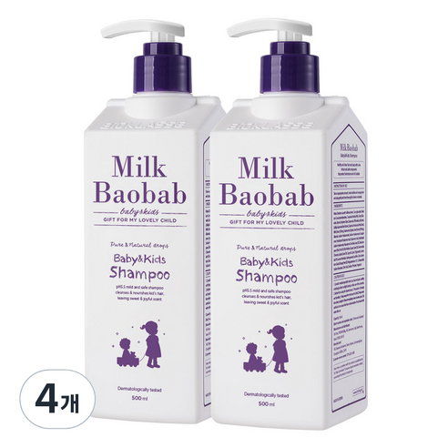 밀크바오밥 베이비앤키즈 샴푸, 500ml, 4개
