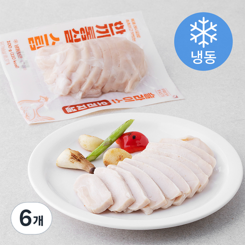 한끼통살 스팀 슬라이스 오리지널 닭가슴살 (냉동), 100g, 6개