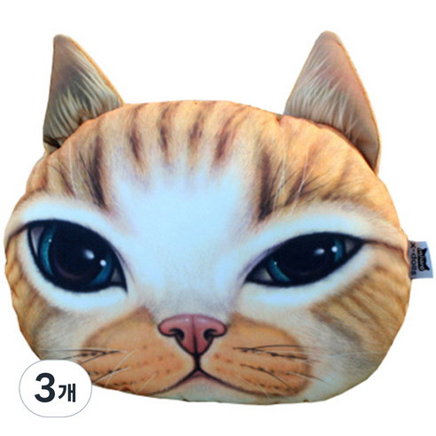 삼에스 X-DOLLS 3D 차량용 목쿠션, XD112T (엘로우냥이), 3개