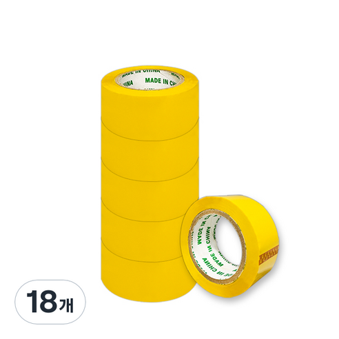 블루마토 노랑 박스테이프 48mm x 100m PTP009, 18개