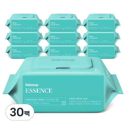 베베숲 에센스 아기물티슈 캡형 50평량, 50g, 70매, 30팩